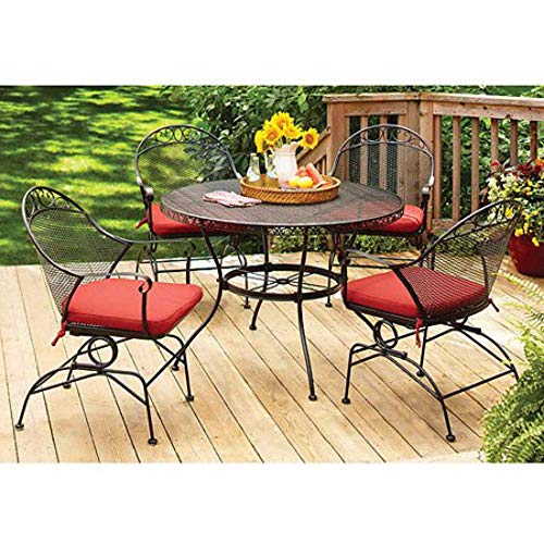 Mavilon Better Homes and Gardens Clayton Court 5-Piece Patio Dining Set Wrought Iron Table & 4 Chairs Red