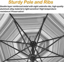USZWBY Outdoor Garden Parasols 10ft/300cm Stripe Garden Parasol with Crank and Tilt,Sun Shade Umbrella for Garden and Patio,Round,Sunscreen UV50+