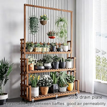 Adjustable Wood Plant Stand, 3-Tier Staggered Ladder Shelf For Outdoor