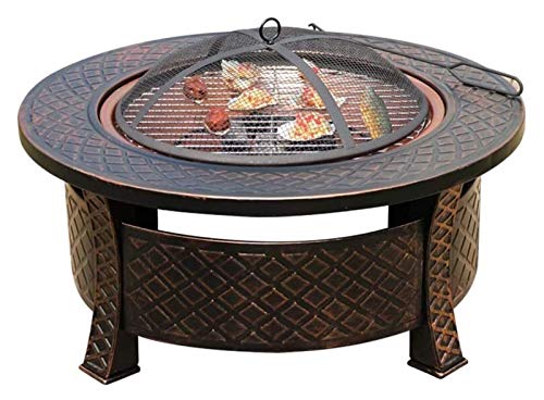 Fire Pits Outdoor Wood Burning 32'' Outdoor Fire Pit Metal Square Firepit Patio Stove Wood Burning BBQ Grill Fire Pit Bowl with Spark Screen Cover with Cover BBQ Cooking for Outside Camping Backyar