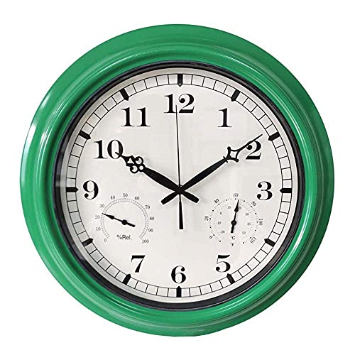 EHVYBDX Outdoor Garden Wall Clock with Thermometer & Humidity Garden Clocks Outdoor Waterproof and Sunscreen Outside Clock Outdoor Wall Clock Indoor Outdoor Decoration 18 Inches Multicolo
