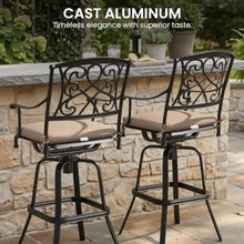 30" Swivel Outdoor Bar Stools Set of 2, Sunbrella Cushion Patio Bar Chairs