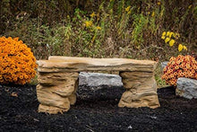 Athena Garden Cast Stone Petrified Rock Bench Set - 3 Piece Commercial Grade Concrete Patio Furniture in Natural Stone Colors