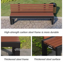 Sunyongfly Park Bench,Steel Frame,Outdoor Garden Bench,Wooden seat,Double Outdoor Bench with backrest, for Squares, Parks, and Residential Areas(Size:120cm)