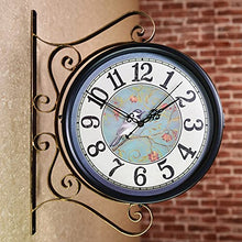 EHVYBDX Outdoor Garden Wall Clock, Wrought Iron Retro Double Sided Station Clock Garden Clock,Rotation Waterproof Outdoor Clock Decoration Outside Clock Decorative