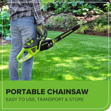 Greenworks 40V 18 in Cordless Electric Chainsaw, 5.0 Ah Battery and Charger