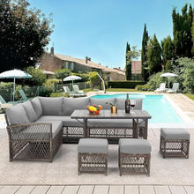 HTERWQEA 7 Pieces Wicker Patio Furniture Set, Outdoor PE Rattan Sectional Sofa Couch with Table, Patio Conversation Set for Backyard, Deck, Garden, Porch, Outdoor Couch