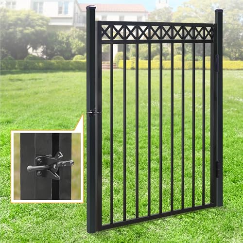 Fencer Wire Heavy Duty Flat Top X-Pattern Decorative Fence Gate Black 5FT x 4FT