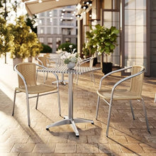 Flash Furniture Lila 23.5'' Square Aluminum Indoor-Outdoor Table Set with 2 Beige Rattan Chairs