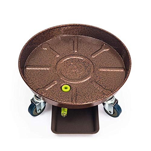 QUANGJN Plant Caddy with Wheels Heavy Duty Steel Plate Large Plant Stand for Moving Flower Pots Indoors and Outdoors Adjustable Rolling Stand with 4 Wheels White,Brown-28-30cm
