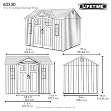 Lifetime 10 ft x 8 ft Outdoor Storage Shed – Heavy-Duty Resin Backyard Shed with Skylights, Windows, Steel-Reinforced Textured Walls