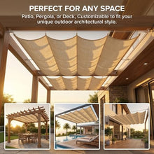 Retractable Shade Sail, Slide Wire Wave Shade Sail, Sun Shade Sail, UV Resistant Sun Protection Wave Canopy Cover with Mounting Kit for Pergola, Porch, Customizable(W1.8*L10m/W5.90*L32.81ft)