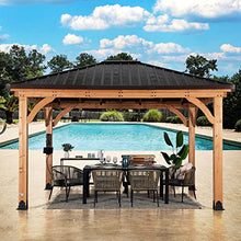 Backyard Discovery Barrington 14ft x 12ft Hip Roof Cedar Wood Gazebo Pavilion Light Brown