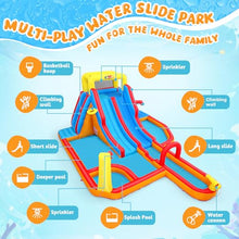 Whubefy 19.3x14Ft Large Inflatable Water Slide for Kids Backyard, 16-in-1 Dual Lane Waterslides Park Bounce House with Surfing Slide, 3 Pools, 2 Climb Walls, 15pcs Toys, 620W Blower, Hold for 8 Kids