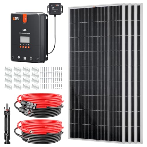 RICH SOLAR 800 Watt Premium Solar Kit Contains 4 High Efficiency 200W Monocrystalline Panels with 9 Busbars and 60A MPPT Controller