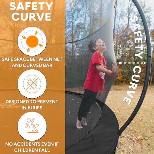 JUMPZYLLA Outdoor Trampoline with Enclosure and Ladder Black & Black