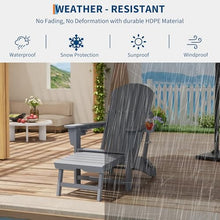 GAOMON 4-in-1 Folding HDPE Adirondack Chairs Set of 4 with Retractable Ottoman & Removable Rocking Base, All-Weather Outdoor Patio Chairs with Large Cup Holder, 400lbs Capacity, for Garden Lawn, Grey