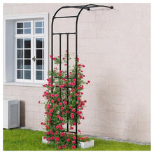 GZHERVICES Metal PE-Coated Half Arch Trellis for Climbing Plants Outdoor, Black Garden Arbor Rose Support & Wedding Archway Decor for Lawn, Patio, Backyard(4.75x2.67x0.5m)