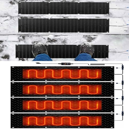 AMHUKIP Snow Melting Mats for Outdoor Stairs and Driveways - Anti-Slip Winter Snow Removal Solution (3 Pcs, 25.4x120cm/10x48in)(40x200cmx4Pcs)