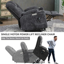 Power Lift Recliner Chair for Elderly with Massage & Heat, Chenille, Grey