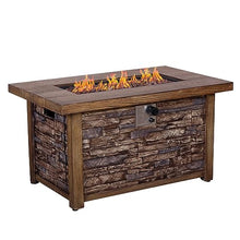 Best Choice Product 50,000 BTU Rectangle Fire Pit Table, Faux Woodgrain Top and Faux Stone Texture Base Propane Gas Fire Table for Outdoor