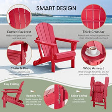 WestinTrends Malibu Malibu Outdoor Folding Poly Adirondack Chair (Set of 8), Red