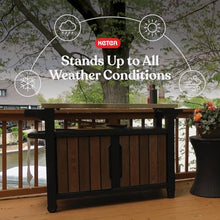 Keter Unity XL Outdoor Entertainment Cart with Wood‑Look Finish, 78‑Gallon Patio Storage Cabinet, Food Prep Station, Stainless‑Steel Top for BBQ, Grill, Patio, Deck & Backyard, Walnut