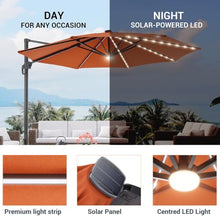 11' Lighted Cantilever Umbrella with Crank Lift Counter Weights Included