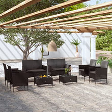 KPOUTRFG 8 Piece Outdoor Lounge Set with Rectangular Patio Seating Made of Weather Resistant PE Rattan Furniture for Garden and Terrace