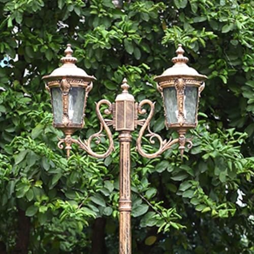 iumLeap Outdoor Lamp Post Light, 270Cm 2-Head Garden Path Pillar Lamp, Aluminum Path Lamp Pillar Post Light Glass Lantern,Waterproof Ip65 Street Light for Backyard, Driveway,