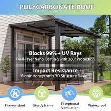 Aoxun Gazebo with Aluminum Frame & Polycarbonate Panel 8’x10’ Black