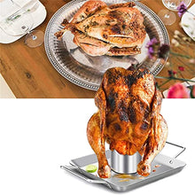 AFPSDLFJDLS Stainless Steel BBQ Roaster Beer Wine Holder with Beer Can Barbecue Roasting Pan Tray Rack