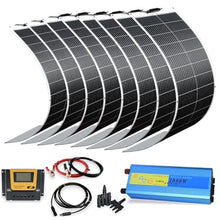 XINPUGUANG 800w 24V Solar System Kit 100w Flexible Solar Panels Monocrystalline Cell Module 2000w 110v Inverter ，12v/24v 45A Controller Off Grid Solar Battery Charge for RV,Cabin,Tent,Boat (800W)