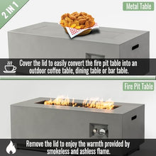 Propane Fire Pit Table Outdoor Gas Heater Steel Patio Fireplace Coffee Dining Bar Conversion Glass Wind Guard Lid Lava Rocks Pulse Ignition Adjustable Flame Tank Holder Cover
