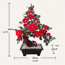 YXIANG56Q Fake Plants Jade Carving Peony Flower Bonsai Feng Shui Gem Decoration Office Home Creative Bedroom Decoration Chinese Style Bonsai Ornaments Bonsai Tree