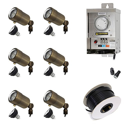 Lightkiwi F6048 Low Voltage LED Landscape Lighting Kit - (6) Macro Spotlight Kit