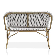 24/7 Shop at Home Cato Modern 2-Seater Aluminum and All-Weather Wicker Outdoor Loveseat for Backyard, Patio, Garden, Deck, Porch, Gray and Natural Brown