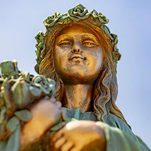 Zaer Ltd. 39" Tall Magnesium Angel Statue Figurines for Outdoor and Indoor Use (Holding a Bouquet of Flowers Sopia, Aged Bronze)