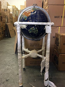 Unique Art Since 1996 Collector's Edition Blue Jasper Globe with Silver Stand