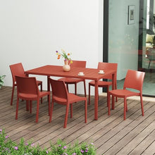 Costaelm Outdoor Dining Chairs Set of 6, 7 piece Patio Furniture Set, Patio Breakfast Coffee Table and Stackable Chairs for Backyard Deck Restaurant, Red