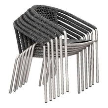 Pemberly Row Modern Aluminum Dining Chairs, 33 in Tall, Slate Gray Finish, Set of 6, Durable Anodized Frame, Fade Resistant Rope Accents, Stackable Design for Patio or Outdoor Dining