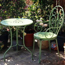 FENOKD Patio Table and Chair Set with Hollow Decoration Outdoor Rust-Proof Garden Table Suitable for Bistro for Balcony and Courtyard White 23.6 Inches (Green)