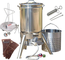 Enterprises Turkey Deep Fryer Oversized 44 Quart Stainless Steel Big Bird Kit by Bayou Classic for Big 25 lbs Huge Turkeys Complete KIT TOP of The LINE