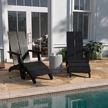 Taylor & Logan Brady Dual Slat Back Poly Resin Adirondack Chairs with Foot Rests Black