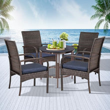 SAILARY Wicker Patio Dining Chairs Set of 4 - All Weather Outdoor Wicker Chairs with Cushion, 350 lb Weight Capacity Patio Chairs for Outdoor Table, Brown PE Rattan for Backyard, Porch, Garden