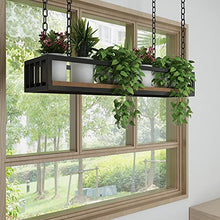 SDVantage Hanging Planters Baskets, Metal Plant Hanger with Hanging Hooks, Wall Hanging Flower Pot Holder for Patio Deck Ceiling Plant Holder, Wood and Metal,100X25X15Cm