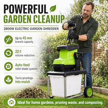 Glowdora Electric Wood Chipper Shredder, 2800w Garden Mulcher for Branches