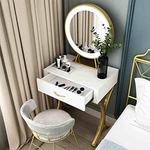 Side End Table Vanity Set with LED Mirror Cushioned Stool Dressing Table Vanity Makeup Table with Sliding Drawer , Makeup Organizers Separately Console table , side table 3 Sizes for Living Room Bedro