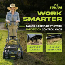 Sun Joe Cordless Scarifier & Dethatcher w/ 5 Depth Positions, 24V-X2-DTS15
