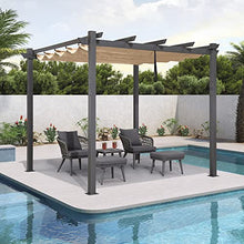 PURPLE LEAF Outdoor Pergola 10' X 10' Retractable Canopy Aluminum, Beige